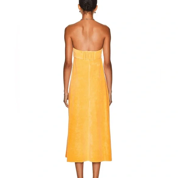 ❌SOLD❌Zimmermann Jeannie Terry Strapless Mustard Cotton-Blend Midi Dress Size XS - Picture 2 of 16